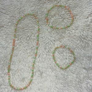 Handmade bracelet set of anklet, necklace, and bracelet